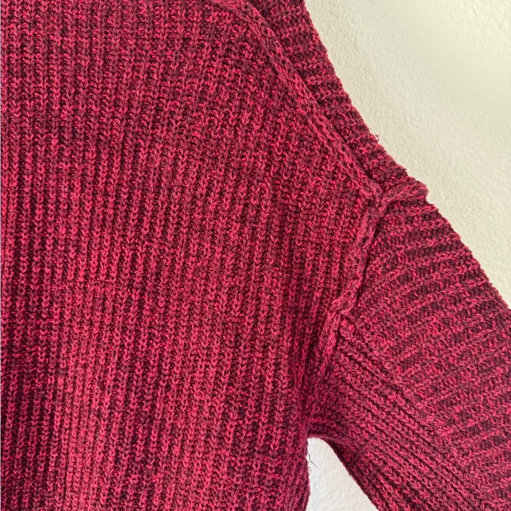 Free People Burgundy Ribbed Open Cardigan